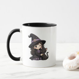 かわいい魔女と黒猫 マグカップ