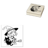 かわいい魔女と黒猫 ラバースタンプ (押印)