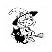 かわいい魔女と黒猫 ラバースタンプ (インプリント)