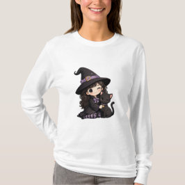 かわいい魔女と黒猫 Tシャツ