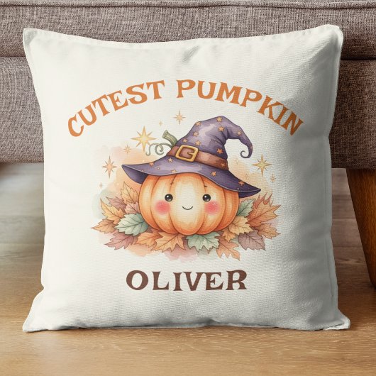 かわいい魔女のかぼちゃと紅葉 クッション