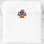 かわいい魔女のコウモリとカボチャのハロウィン🎃 スクエアシール (バッグ)