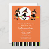 かわいい魔女のハロウィンパーティー招待状 招待状 (正面/裏面)