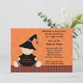 かわいい魔女のハロウィンパーティー招待状 招待状 (スタンド正面)