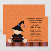 かわいい魔女のハロウィンパーティー招待状 招待状 (正面/裏面)