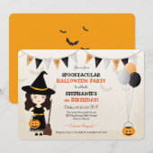 かわいい魔女のハロウィンパーティー 招待状 (正面/裏面)