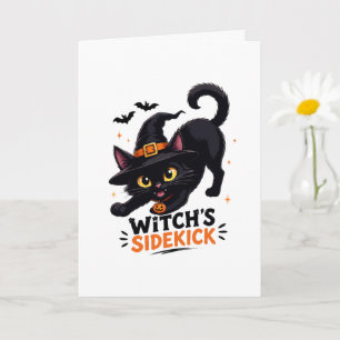 かわいい魔女の使い魔 黒猫 ハロウィン カード
