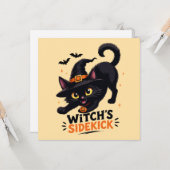 かわいい魔女の使い魔 黒猫 ハロウィン カード (正面/裏面インサイチュ)