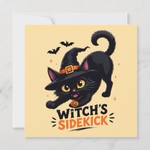 かわいい魔女の使い魔 黒猫 ハロウィン カード