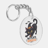 かわいい魔女の使い魔 黒猫 ハロウィン キーホルダー (正面左)