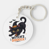 かわいい魔女の使い魔 黒猫 ハロウィン キーホルダー (裏面)