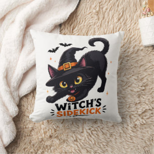 かわいい魔女の使い魔 黒猫 ハロウィン クッション