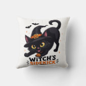 かわいい魔女の使い魔 黒猫 ハロウィン クッション (裏面)