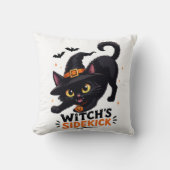 かわいい魔女の使い魔 黒猫 ハロウィン クッション (正面)