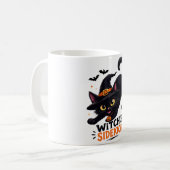 かわいい魔女の使い魔 黒猫 ハロウィン コーヒーマグカップ (正面左)