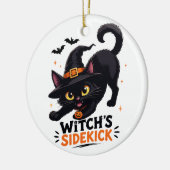 かわいい魔女の使い魔 黒猫 ハロウィン セラミックオーナメント (左)