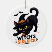 かわいい魔女の使い魔 黒猫 ハロウィン セラミックオーナメント (裏面)