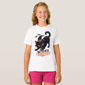 かわいい魔女の使い魔 黒猫 ハロウィン Tシャツ (正面フル)