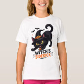 かわいい魔女の使い魔 黒猫 ハロウィン Tシャツ (正面)