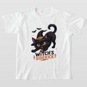 かわいい魔女の使い魔 黒猫 ハロウィン Tシャツ