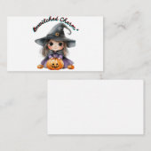 かわいい魔女の女の子のハロウィン飾り - かぼちゃ付き ノートカード (正面/裏面)