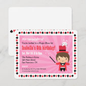 かわいい魔女の女の子の子供向けマジックパーティーの招待状 招待状 (正面/裏面)