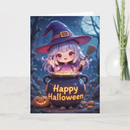 かわいい魔女の女の子ハロウィンお洒落 カード