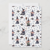 かわいい魔女の子供の誕生日ハロウィン招待状 招待状 (裏面)