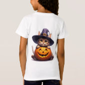 かわいい魔女の子猫とジャック・オ・ランタン 🎃 Tシャツ (裏面)
