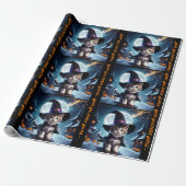 かわいい魔女の子猫ハロウィーンアドガールの名前 ラッピングペーパー (アンロールド)