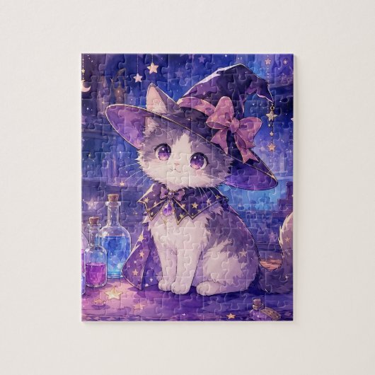 かわいい魔女の子猫パズル ジグソーパズル (縦)