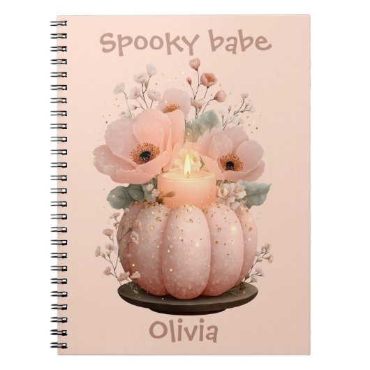 かわいい魔女の小さいポンプキン 女の子用 ノートブック (正面)