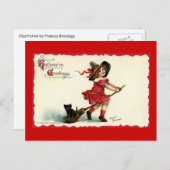 かわいい魔女の少女ハロウィン ポストカード (正面/裏面)