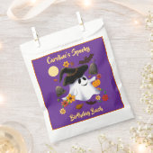 かわいい魔女の幽霊トリックまたはトリート墓地 フェイバーバッグ (クリップ留めされた状態)