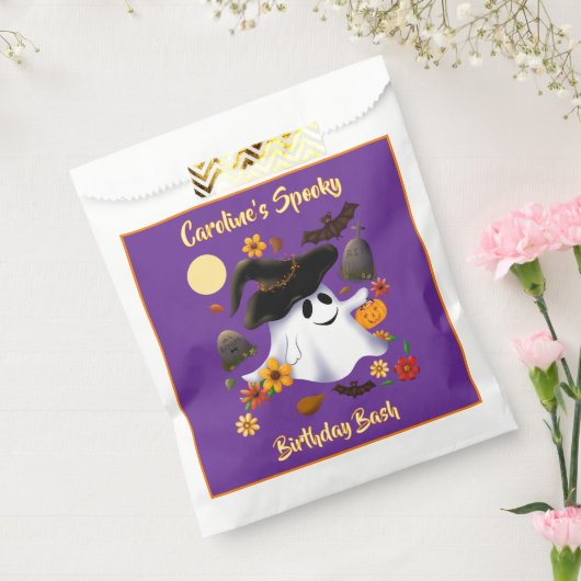 かわいい魔女の幽霊トリックまたはトリート墓地 フェイバーバッグ (封をした状態)
