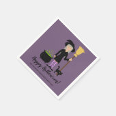 かわいい魔女の猫とハッピーハローウィン文字 スタンダードカクテルナプキン (角)