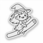 かわいい魔女の箒 夏 シール (正面)