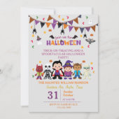 かわいい魔女の衣装ハローウィンパーティ 子供へ 招待状 (正面)