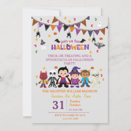 かわいい魔女の衣装ハローウィンパーティ 子供へ 招待状