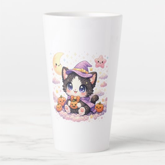 かわいい魔女の雲の子猫 カフェラテマグ (正面)