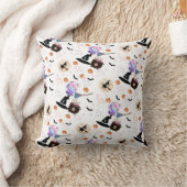 かわいい魔女をテーマにしたホワイトハロウィーン クッション (ブランケット)