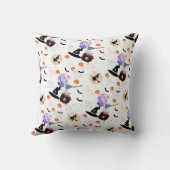 かわいい魔女をテーマにしたホワイトハロウィーン クッション (裏面)