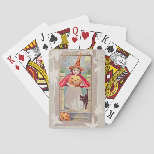 かわいい魔女ジャックO'ランタンパンプキンブラックキャット トランプ (裏面)