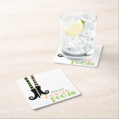 かわいい魔女ストッキングブーツホカスポカスハロウィーン スクエアペーパーコースター (インサイチュ)