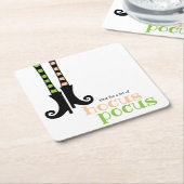 かわいい魔女ストッキングブーツホカスポカスハロウィーン スクエアペーパーコースター (アングル)