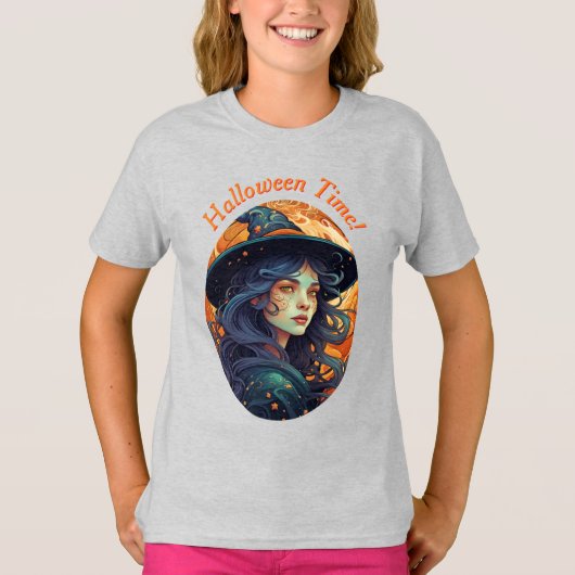 かわいい魔女デザインキッズハロウィーンTシャツ Tシャツ (正面)