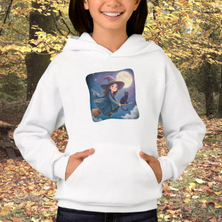 かわいい魔女ネコフード付きスウェットシャツ