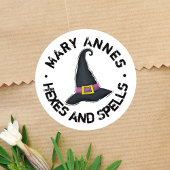 かわいい魔女ハットハロウィンパーソナライズされた ラウンドシール