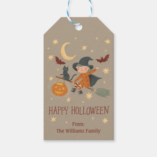 かわいい魔女ハッピーハローウィンギフトラベル ギフトタグ (正面)
