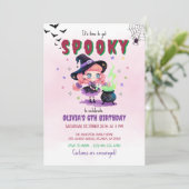 かわいい魔女ハロウィンガールバースデーパーティー 招待状 (スタンド正面)